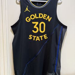 Men’s Golden State Warriors Stephen #30 Curry Jordan Brand Black 2024/25 Authentic Jersey - Statement Edition Size 48 (Large)
