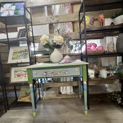 Refinished Decoupage Desk available at Do Over Decor in Jensen Beach 