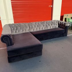 127" Nail Head Trim Crystal Tufted Diamond  2 piece sectional