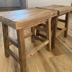 Rustic Backless All Wood Stool 