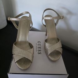 Gold High Platform Heels Size 8