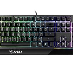 MSI Vigor GK30 RGB Gaming Keyboard, 6-Zone RGB Lighting, Water Repellent & Splash-Proof, Mechanical-Like Plunger Switches, Black