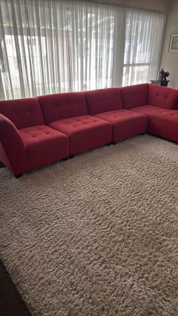 5 Piece Red Couch Sectional