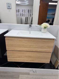 Floating Bathroom Vanity with Integrated Sink