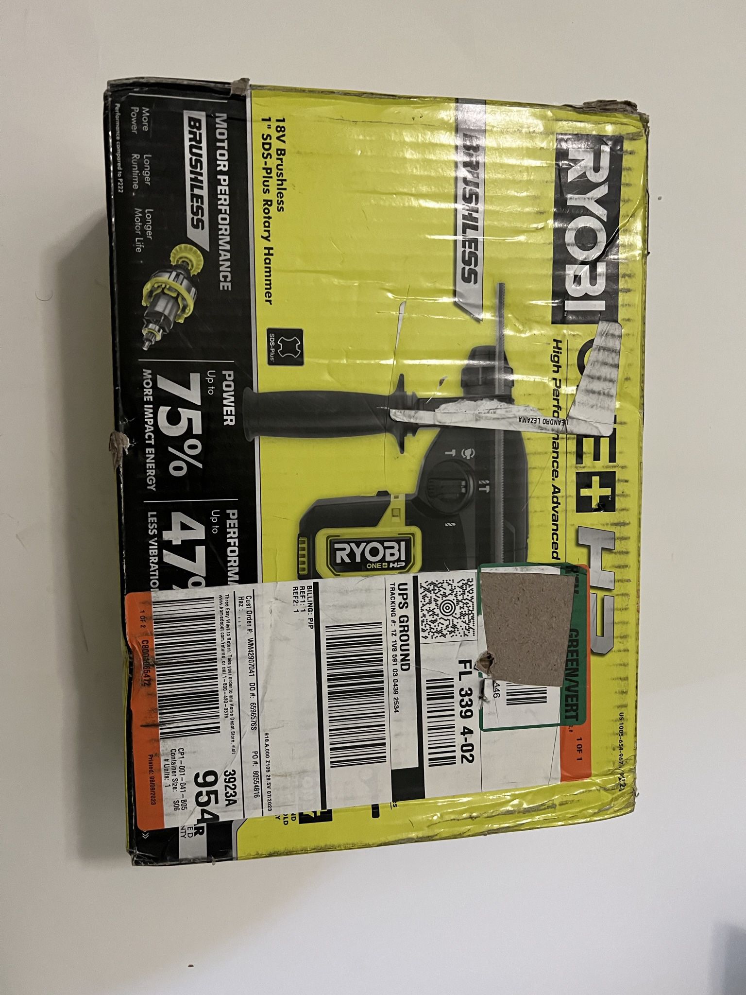 Ryobi ONE+ HP 18V Brushless Cordless 1 in. SDS-Plus Rotary Hammer Drill (Tool Only)