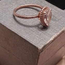 Authentic Pandora Sparkling Teardrop Halo ring Rose gold