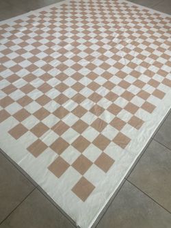 Soft checks pattern 9x12 washable area rug