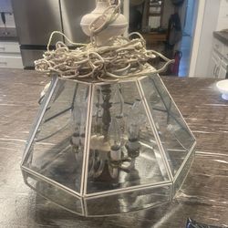 Vintage Beveled Glass Swag Light 