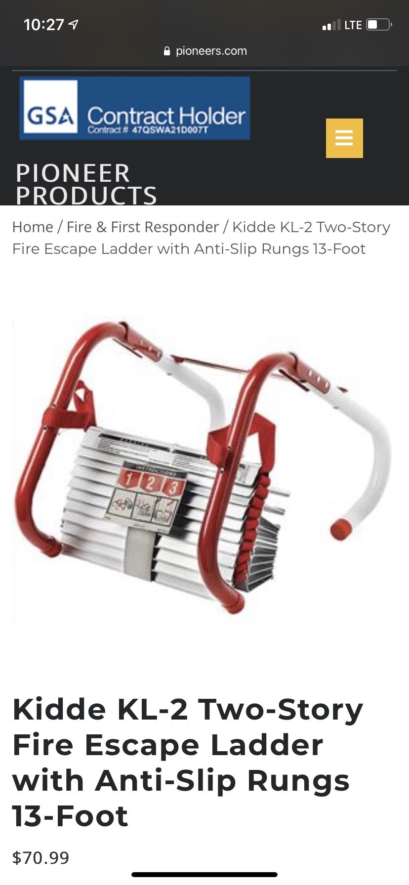 Fire scape Ladder    keep your family safe in case of an emergency