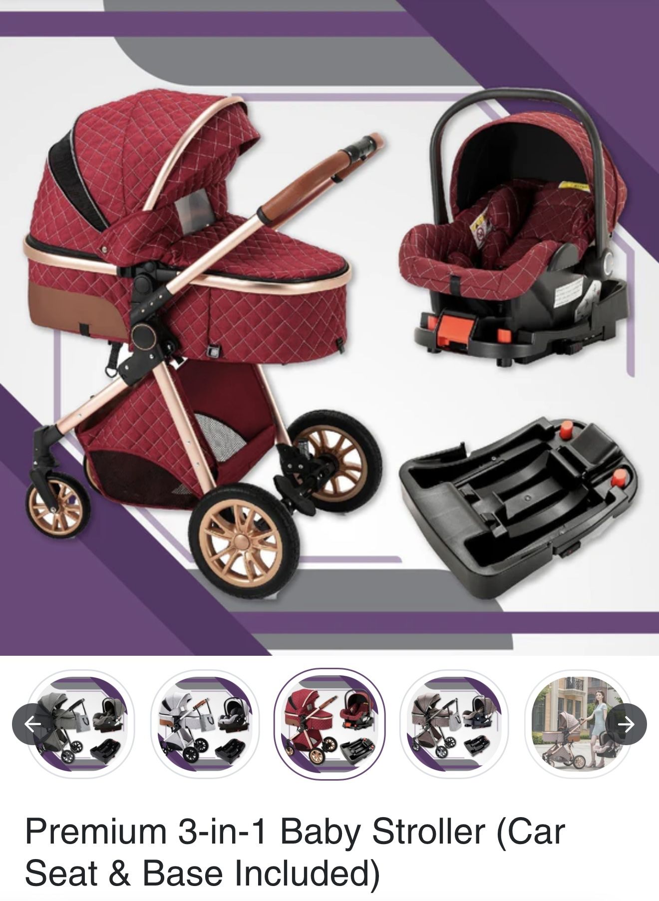 Luxury 3 In 1 Stroller New In Box