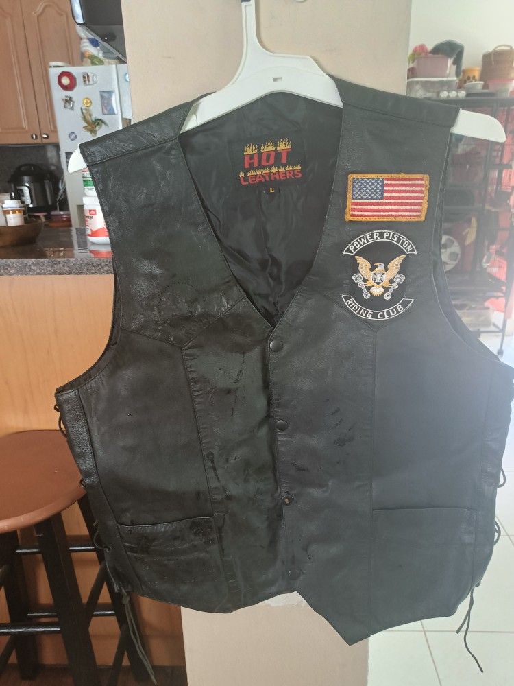 Women's Black Leather Riders Vest
