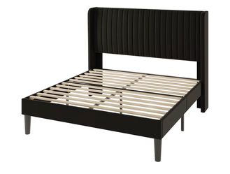 Allewie Queen Velvet Platform Bed Frame – Black – Brand New (Unopened)
