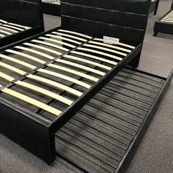 Full Twin Size expresso Trundle With Orthopedic Mattress included