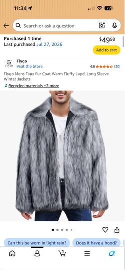 Brand new men’s fur jacket size xl, burning man