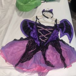 Small Girl  Bat Dress With Headband Costume Halloween 