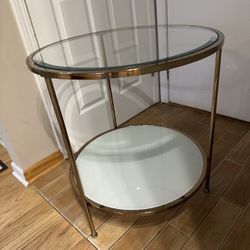 Gold Glass Round Modern End Table