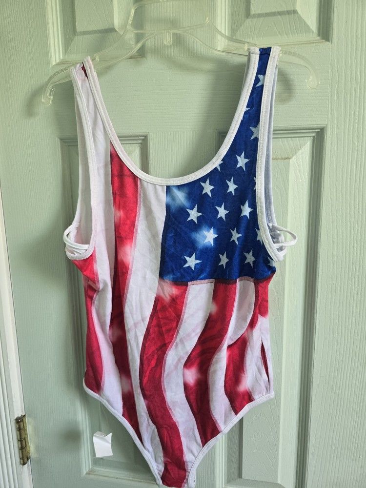 Gold Rush American Flag Bodysuit Size Medium New With Tag Attached Retails For $24.00