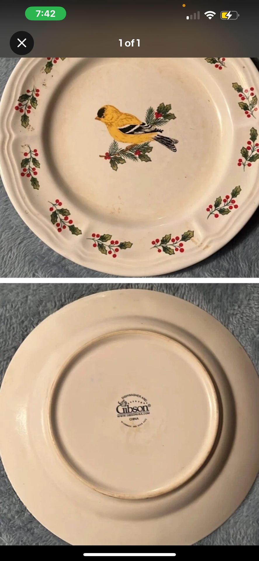 Nice plate with yellow bird and design around side