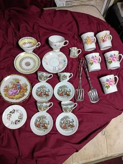 22 Piece Lot Vintage/Antique English Bone China  Electroplated Zinc. No Chips Or Flaws, All In Great Shape.