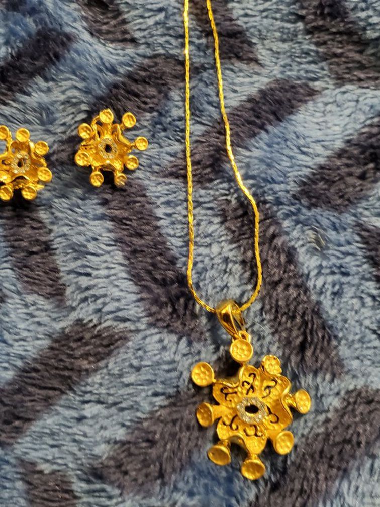 Stamped 18k Gold Plated Necklace Set