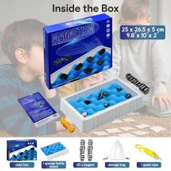 Magnetic Chess Game Set with Stones, Kluster Magnetic Rocks Board Games for Adults Kids 6-8-12 with Strings, Strategy Magnet Chess Board Table Games 