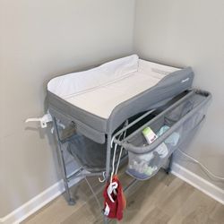 Sweeby Portable Baby Changing Table - Folding, with Storage & Wheels (Like New)