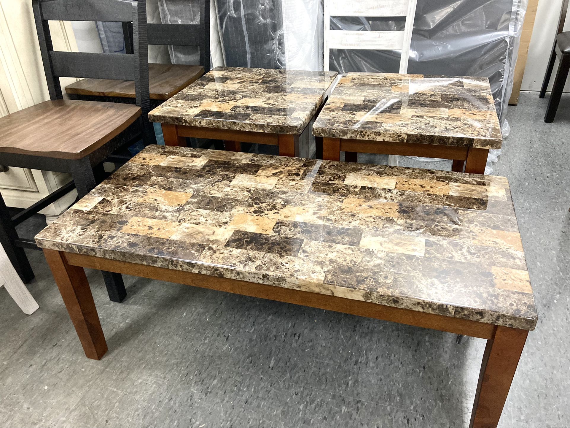New Coffee Table & 2 End Tables — CLEARANCE