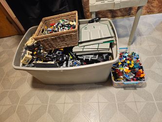 Bins of lego bricks