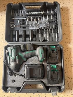 Brand New Brushless Cordless Impact Wrench Kit 1/2" with 2x 21V Batteries & Complete Accessories Set