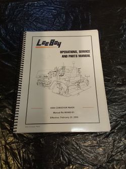 Lee boy 8500 operator's service And parts menu