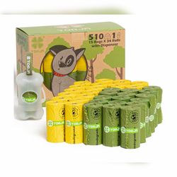 NEW/ Poop Bags Rolls with Dispenser & Holder, 510 Pet Waste Bags, 100% Leak Proof Extra Thick and St