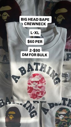 Pink Camo Bape Big Head Crew Neck