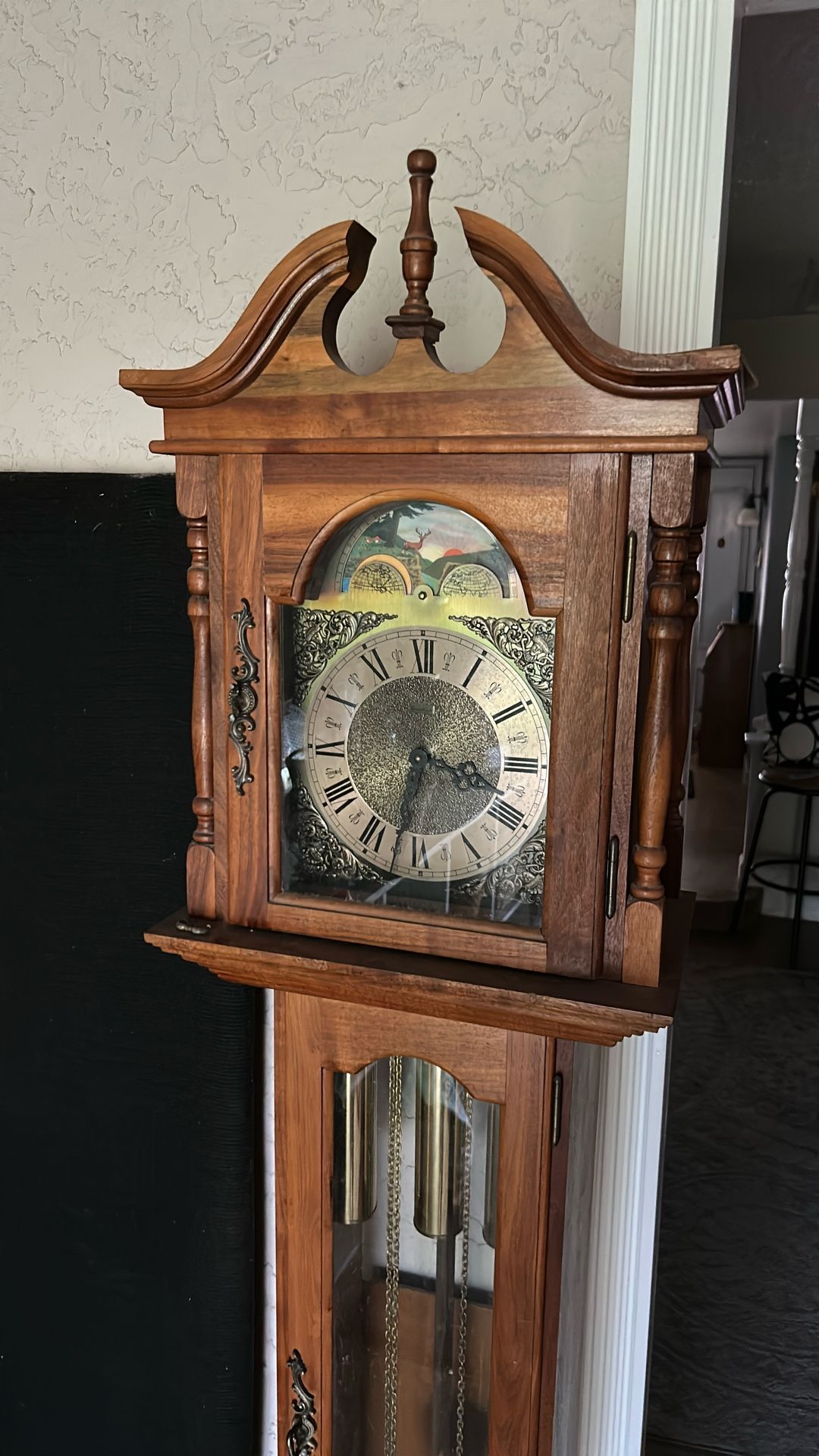 Emperor grandfather clock, Cherrywood cabinet