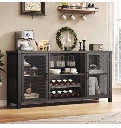 ***MOVING SALE***Liquor Bar Cabinet, Rustic Sideboard Buffet Cabinet for Liquor and Glasses