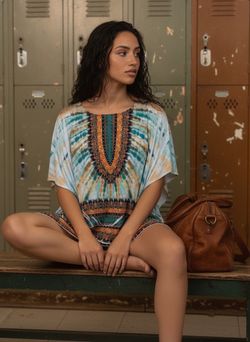 Zivney Womens Sz Large Multicolor Blouse Bohemian NWT “Fresh Rose” Made In USA