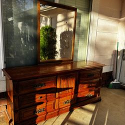 Wooden Dresser W/ Mirror