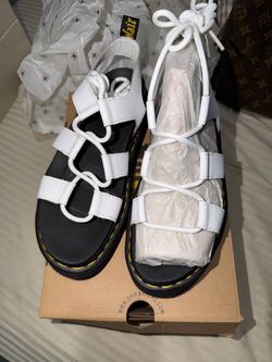 Dr. Martens Air Wair white Lace Up Sandals Nartilla Hydro Leather