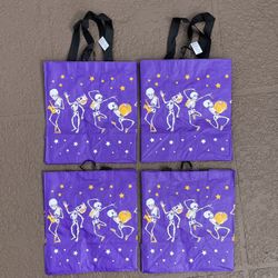 4 Brand new dancing skeleton Halloween reusable bags
