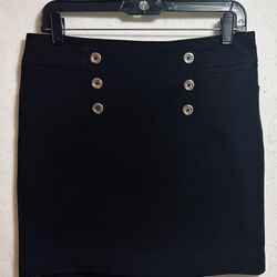 White House Black Market Women's Size 4 Black Lined Skirt, 6 Button Accents