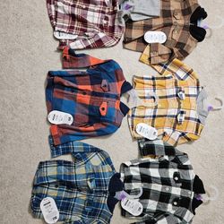 New 12M Long Sleeve Checked Hoodie Shirt