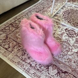Pink Fuzzy Boots