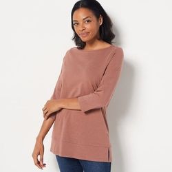 Denim & Co. Jersey Petite Boatneck 3/4-Sleeve Tunic