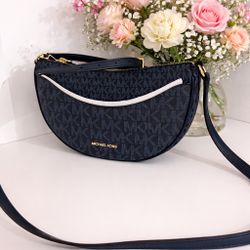 Michael Kors Dover Half Moon Bag (Admiral Blue)
