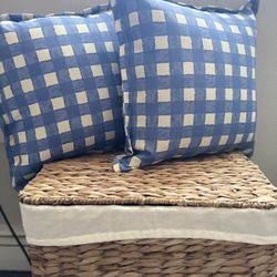 Plaid  Pillows  Blue&White