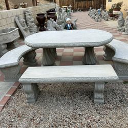 New Table With 4 Benches Made Out Of Cement Perfect Gift 🎁 