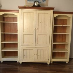 TV Armoire w/ 2 Side Bookcases