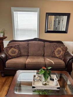 Brown Leather Couch Set