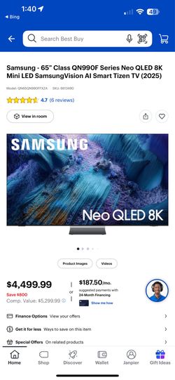 Samsung 8k TV 65in