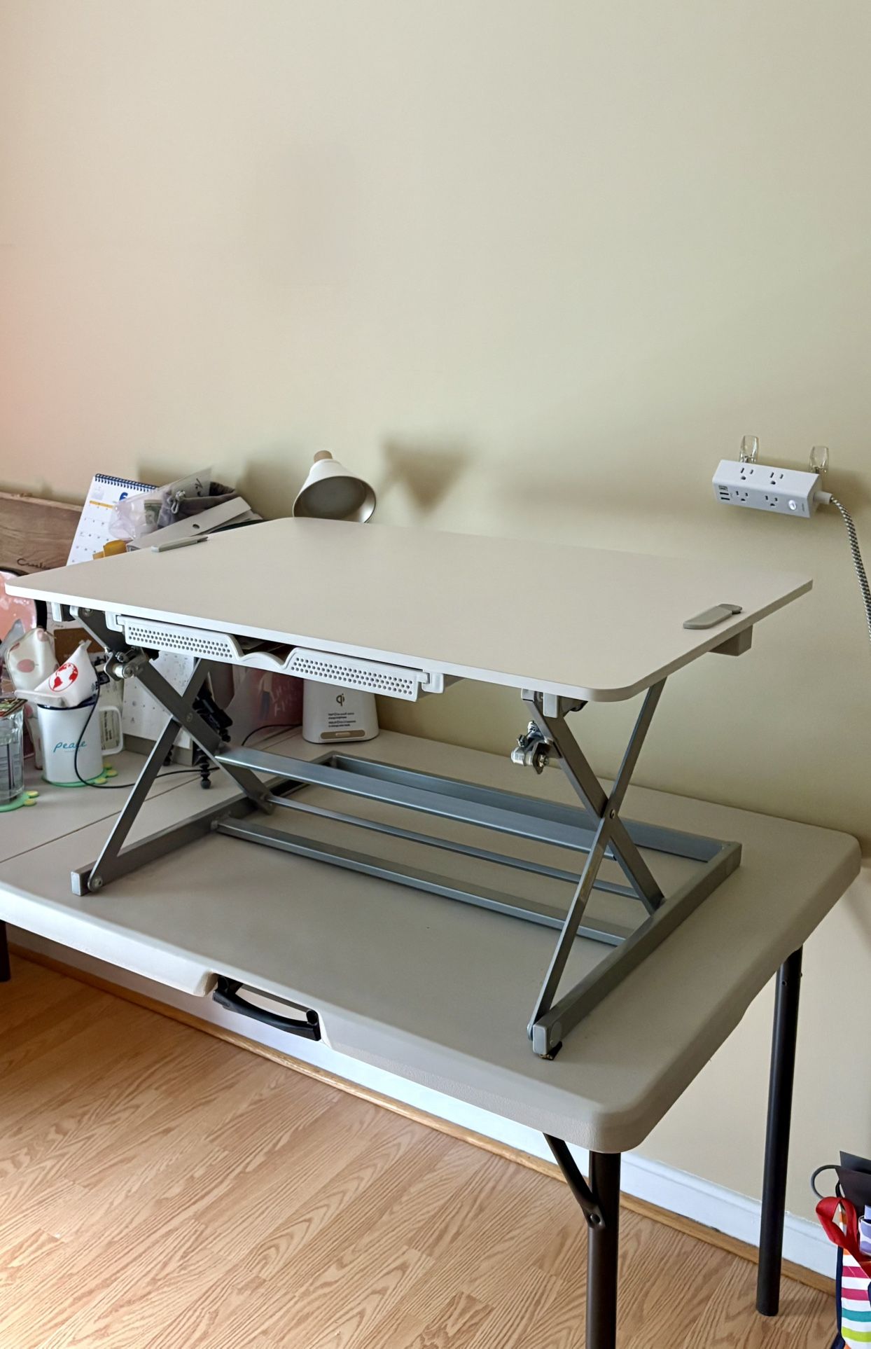 SHW 32-inch Height Adjustable Standing Desk Converter Riser Workstation With Drawer