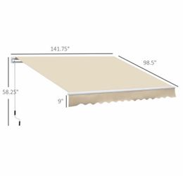 Outsunny 12' x 8' Patio Awning Retractable Sun Shade Shelter w/ Manual Crank Handle